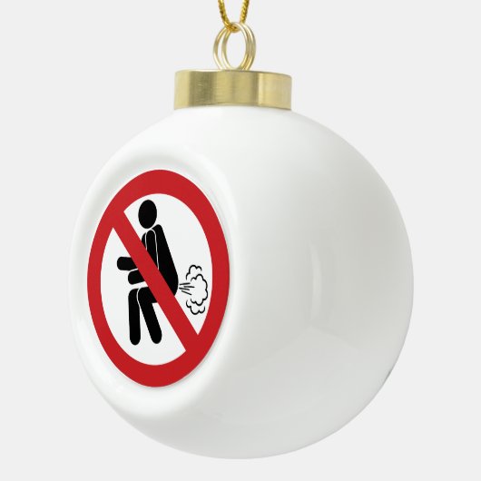 NO FARTING ⚠タイおもしろいトイレのサイン⚠ セラミックボールオーナメント (右)