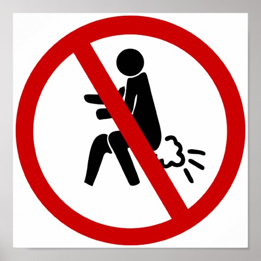 NO FARTING ⚠タイおもしろいトイレのサイン⚠ ポスター (正面)