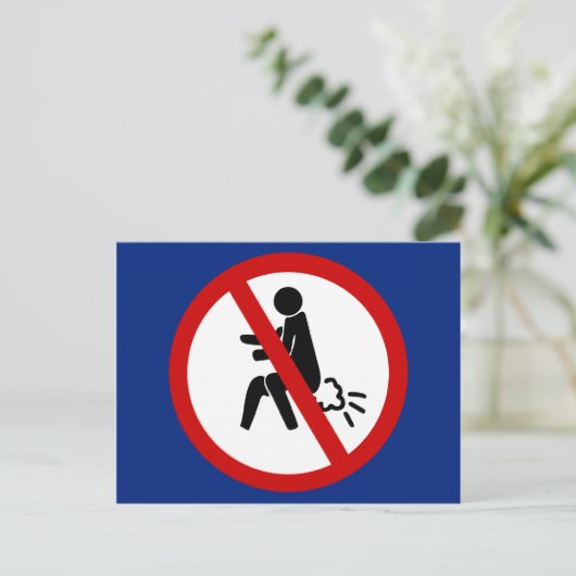 NO FARTING ⚠タイおもしろいトイレのサイン⚠ ポストカード (スタンド正面)