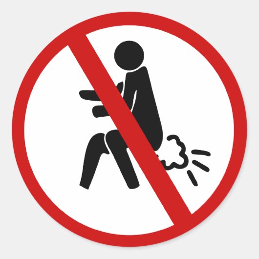 NO FARTING ⚠タイおもしろいトイレのサイン⚠ ラウンドシール (正面)