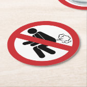 NO FARTING ⚠タイおもしろいトイレのサイン⚠ ラウンドペーパーコースター (アングル)