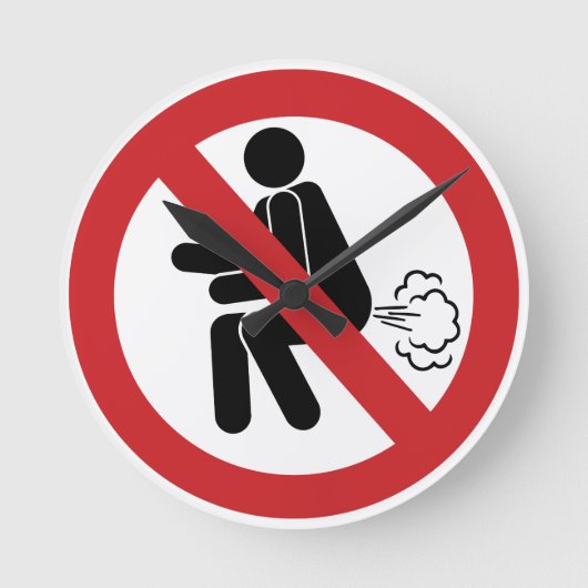 NO FARTING ⚠タイおもしろいトイレのサイン⚠ ラウンド壁時計 (正面)