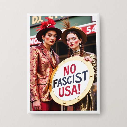 No Fasist USAの抗議ボタン 缶バッジ (正面)