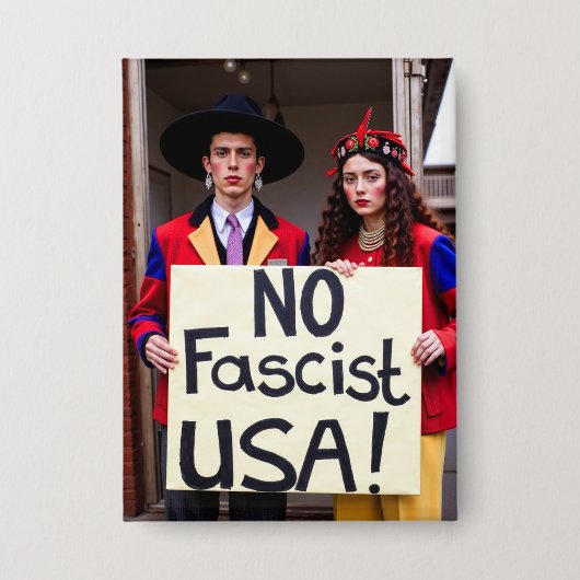 No Fasist USA政治ボユニークタン 缶バッジ (正面)