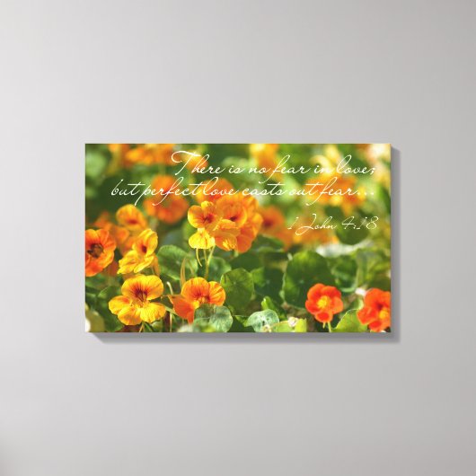 No Fear in Love Bible Verse Christian Flower Photo キャンバスプリント (正面)