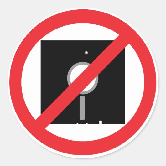 No Floppiesステッカー ラウンドシール (正面)