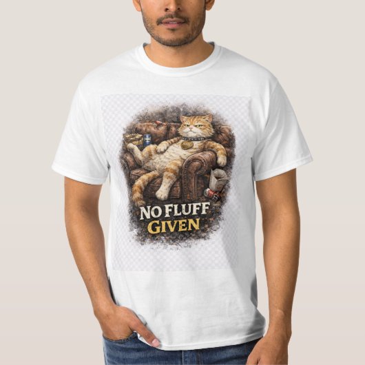 No Fluff Given Funny Lazy Cat T-Shirt | SAK Collec Tシャツ (正面)