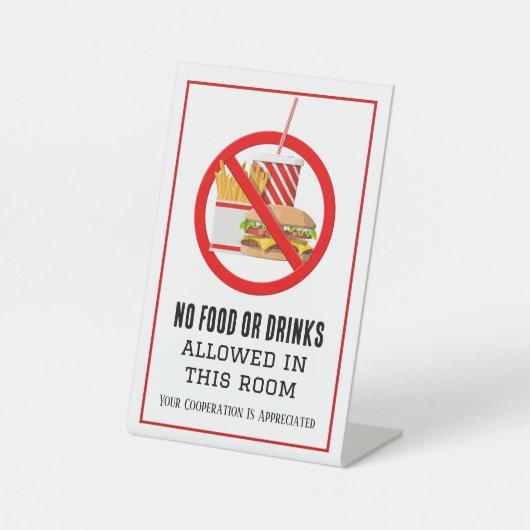 no food or drinks 台座サイン (正面)