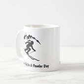 "No Friends On A Powder Day" コーヒーマグカップ (正面左)