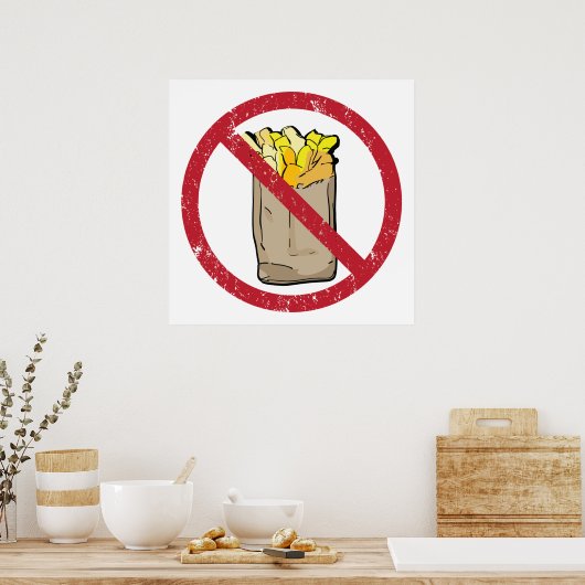 No Fries Sign ポスター (キッチン)