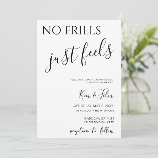 No Frills Just Feels Casual Wedding Invitation 招待状 (スタンド正面)