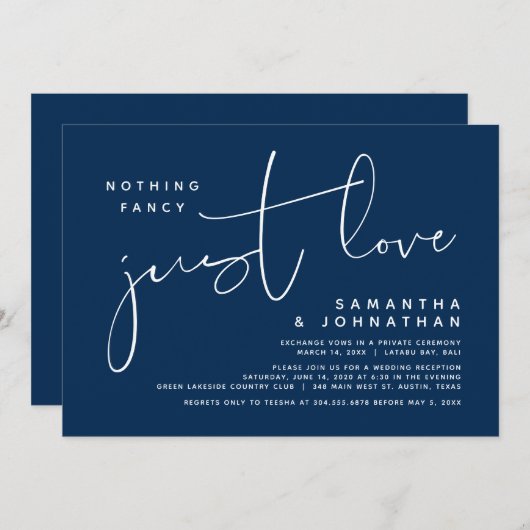 No Frills, Just Love, Intimate Wedding Celebration 招待状 (正面/裏面)