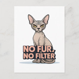 No Fur No Filter Sphynx Cat Attitude Art ポストカード
