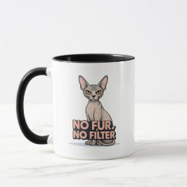 No Fur No Filter Sphynx Cat Attitude Art マグカップ