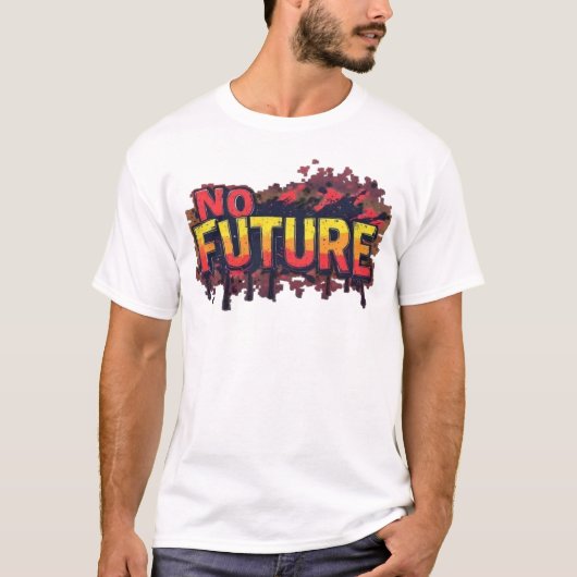 No Future GraフィティタイポグラフィTシャツ - エッジィパンク Tシャツ (正面)