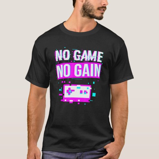 No Game No Gain Pixel Gamingビデオゲーム Tシャツ (正面)