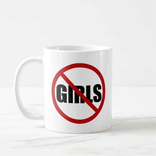 No Girls Allowedサインタイポグラフィマグカップ コーヒーマグカップ (左)
