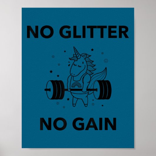 No Glitter No Gain Funny Gym Workout Motivational  ポスター (正面)