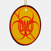 No GMOオーナメント生物学的災害［有害物質］GMOのデコ警告メント セラミックオーナメント (右)