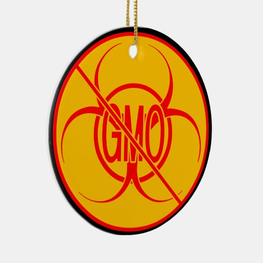 No GMOオーナメント生物学的災害［有害物質］GMOのデコ警告メント セラミックオーナメント (右)