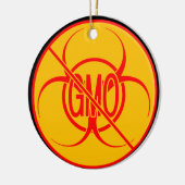 No GMOオーナメント生物学的災害［有害物質］GMOのデコ警告メント セラミックオーナメント (左)