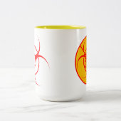 No GMOコーヒーマグ生物学的災害［有害物質］警告のGMOカップマグ ツートーンマグカップ (中央)