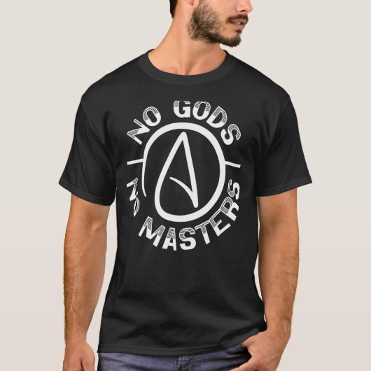 No Gods No Masterアンチ宗教Agnosticブラッククラフ Tシャツ (正面)