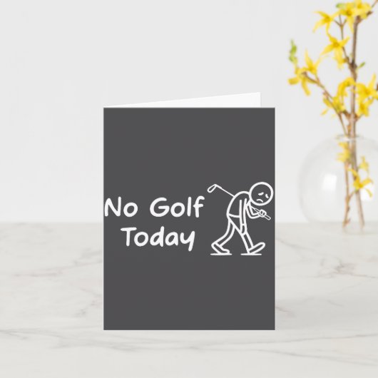 No Golf Today Funny Sad Graphic Stickman Golfer Fi カード (黄色い花)