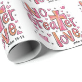 No Greater Love Jesus Valentine Christmas Christia ラッピングペーパー (ロールコーナー)