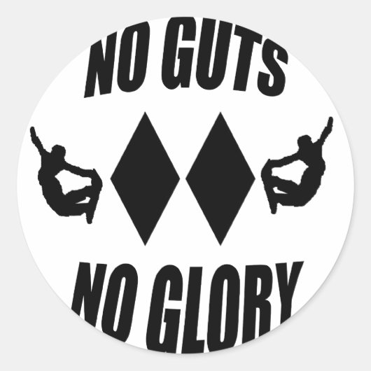 No Guts No Gloryスノーボーダーステッカー ラウンドシール (正面)