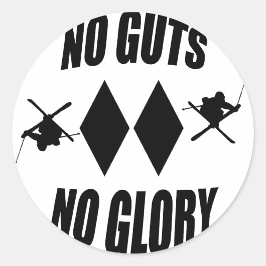 No Guts No Glory Skierステッカー ラウンドシール (正面)