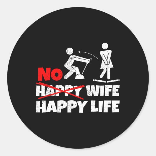 No Happy Wife Happy Life Wids花婿マリグ ラウンドシール (正面)