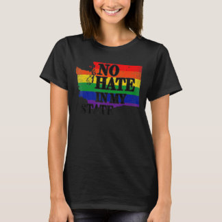 No Hate In My州ワシントン地図Lgbtプライド雨 Tシャツ