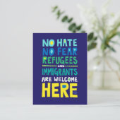 No Hate No Fear Refugees & Inemitations Welcome He ポストカード (スタンド正面)
