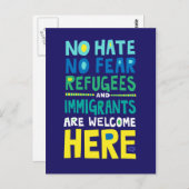 No Hate No Fear Refugees & Inemitations Welcome He ポストカード (正面/裏面)