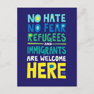 No Hate No Fear Refugees & Inemitations Welcome He ポストカード