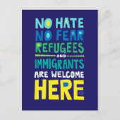 No Hate No Fear Refugees & Inemitations Welcome He ポストカード (正面)