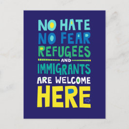 No Hate No Fear Refugees & Inemitations Welcome He ポストカード
