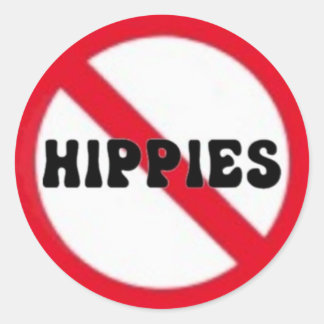 No Hippies小さなステッカー ラウンドシール