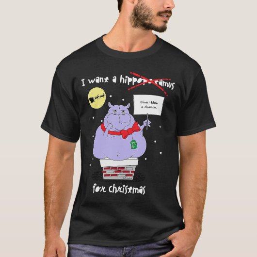 No Hippotamusクリスマス皮肉引用文 Tシャツ (正面)