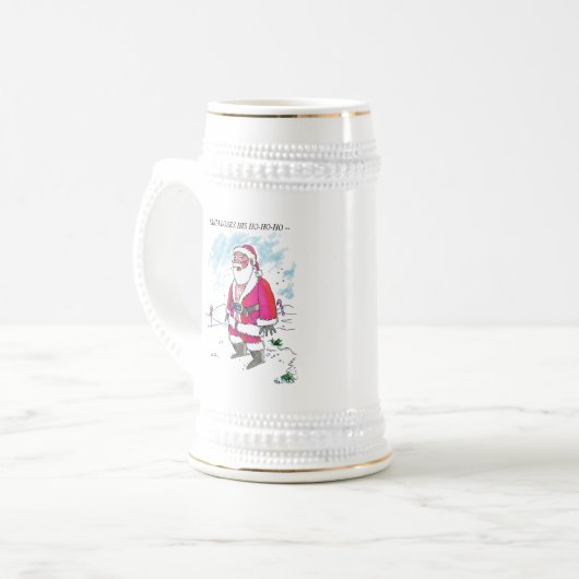 No Ho-Ho w文字ホワイトスタインw金ゴールドトリム ビールジョッキ (正面左)