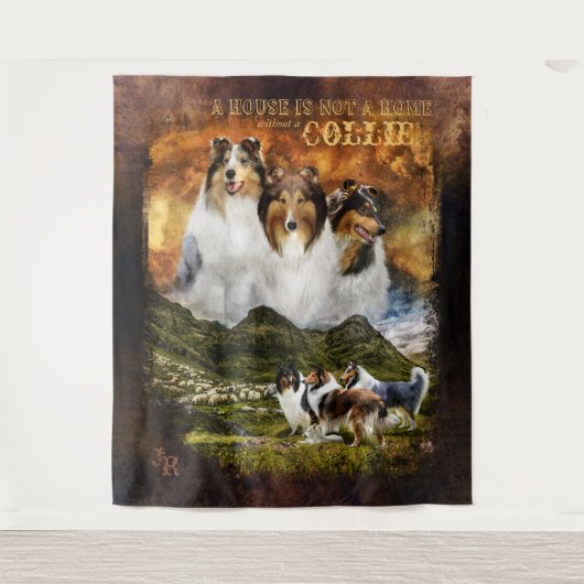No Home w/o Collies, Sheepherding, Countryスタイル- タペストリー (正面)