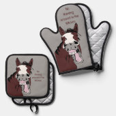 No Horsing のまわりに in theキッチンおもしろい引用文 鍋つかみ&鍋敷きセット (正面/裏面)