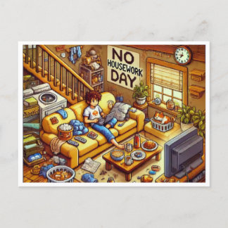 No Housework Day Pixel Artポストカード シーズンポストカード