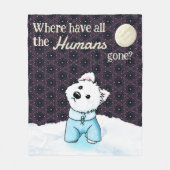 No Humanity Westie フリースブランケット (正面)