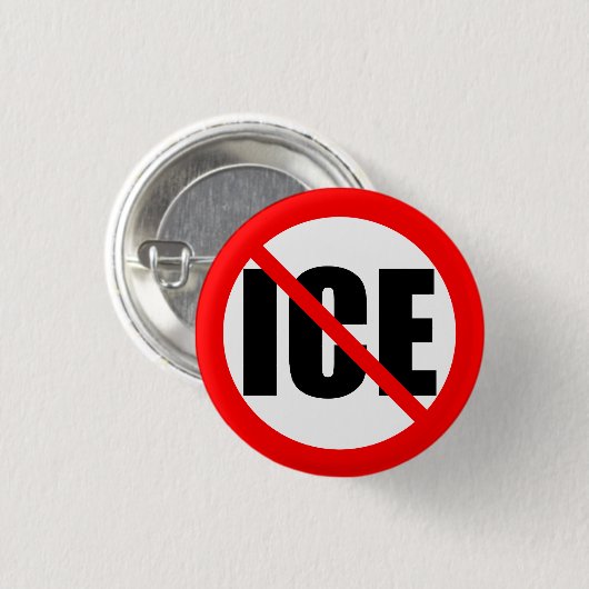 "NO ICE" protest 缶バッジ (正面&裏面)
