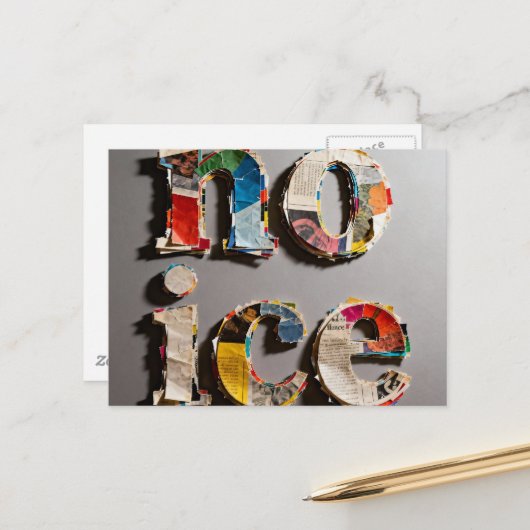 no ice unique and colorful mixed media collage ポストカード (正面/裏面インサイチュ)