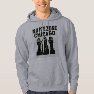 No ICE Zone Hoodie – Raised Fists Over Chicago Sky パーカ