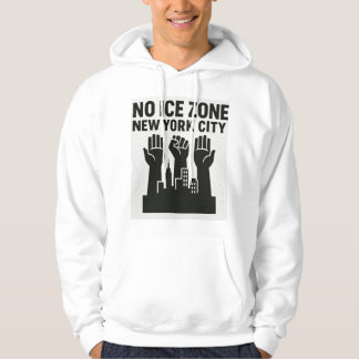 No ICE Zone Hoodie – Raised Fists Over NYC Skyline パーカ
