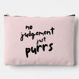 'No Judgement, Just Purrs' ブラックタイポグラフィ ペット アクセサリーポーチ